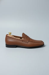 Brown Leather Slip-On Loafers